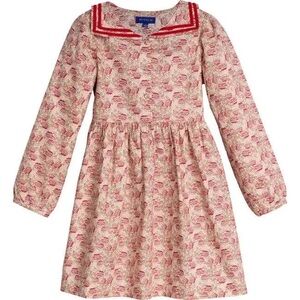 Gorgeous MAISON ME Lindsey Dress, Cream & Pink Floral Sailor Collar Size 7Y EUC